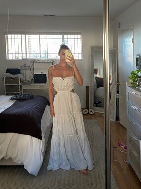 12th Tribe White Strapless Tiered Maxi